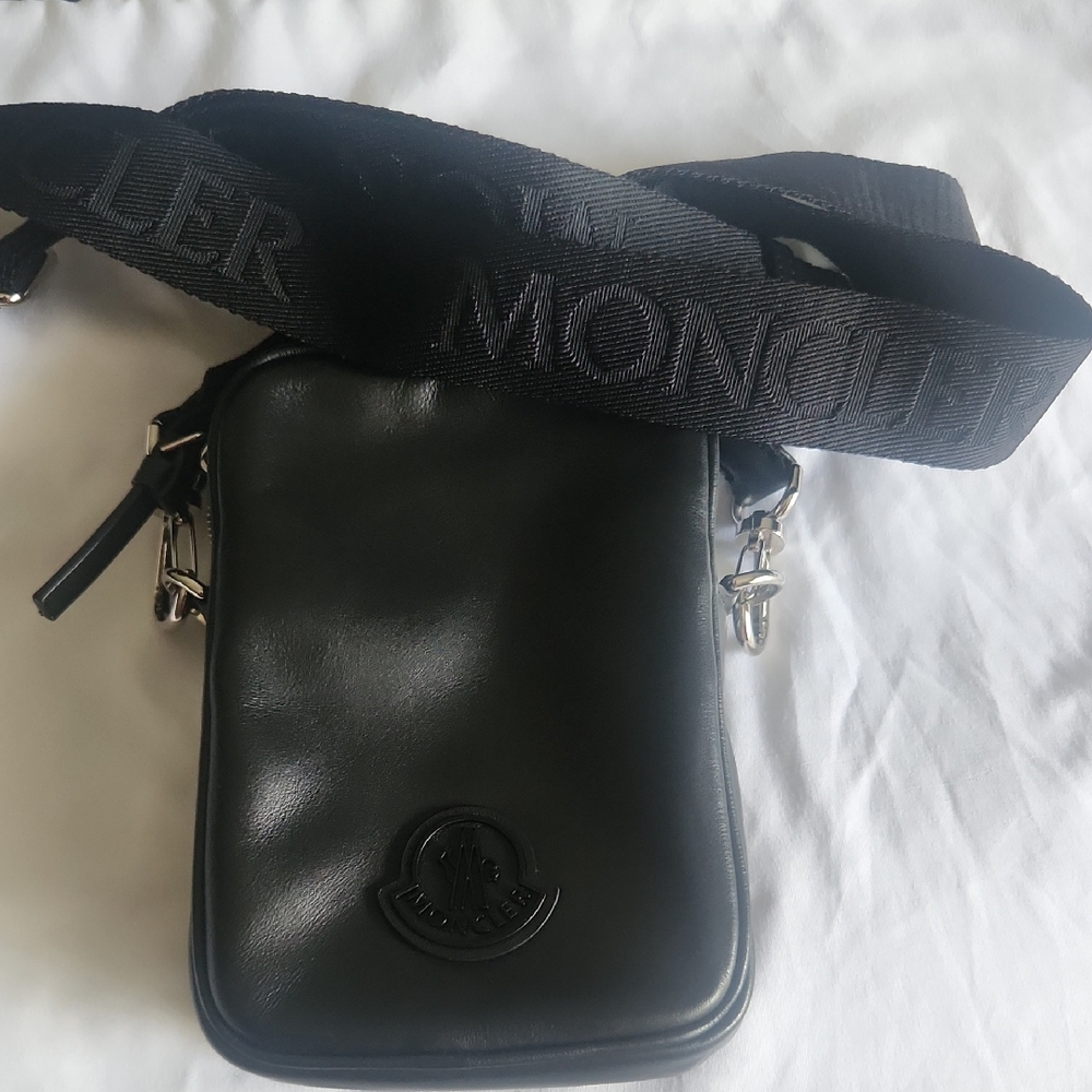 Moncler Black Leather Crossbody Bag
